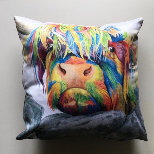 Colour Splash Nosey cow cushion