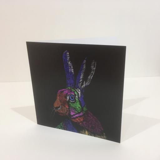 All Ears Hare Vivid 1 Greeting card