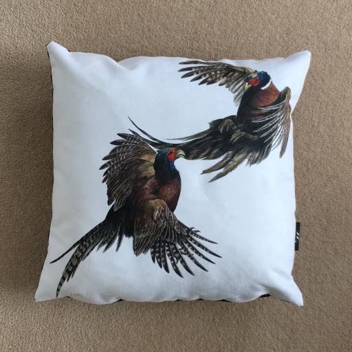 Duelling Pheasants cushion